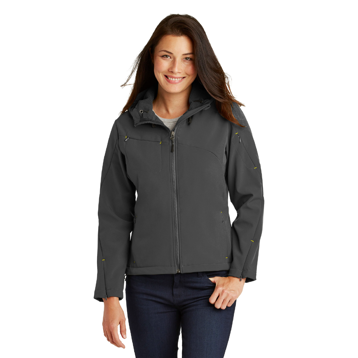 Port Authority® Ladies Textured Hooded Soft Shell Jacket – accessline