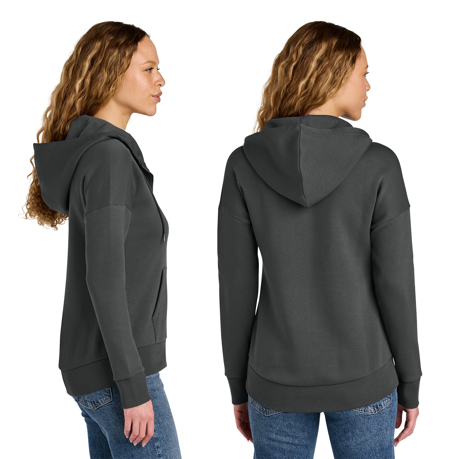 District Decorated Women’s Perfect Weight Fleece Drop Shoulder Full-Zip Hoodie 2