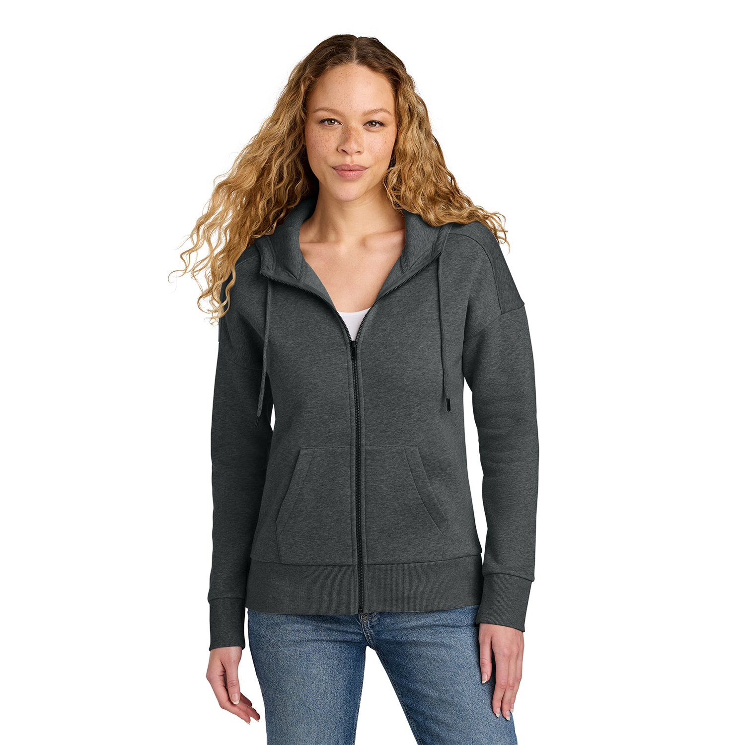 District Decorated Women’s Perfect Weight Fleece Drop Shoulder Full-Zip Hoodie 3