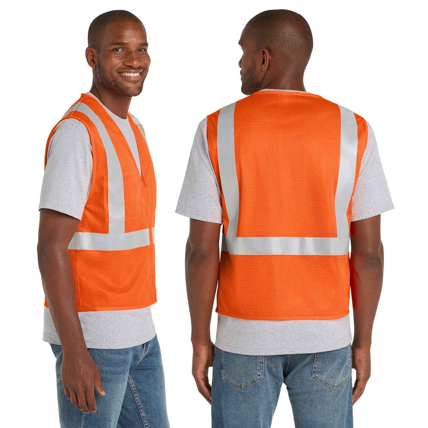 CornerStone Decorated ANSI 107 Class 2 Mesh Zippered Vest 2