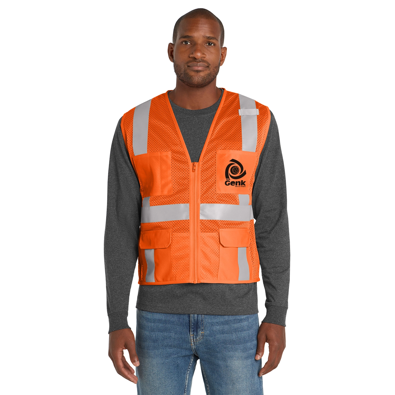CornerStone Decorated ANSI 107 Class 2 Mesh Six-Pocket Zippered Vest