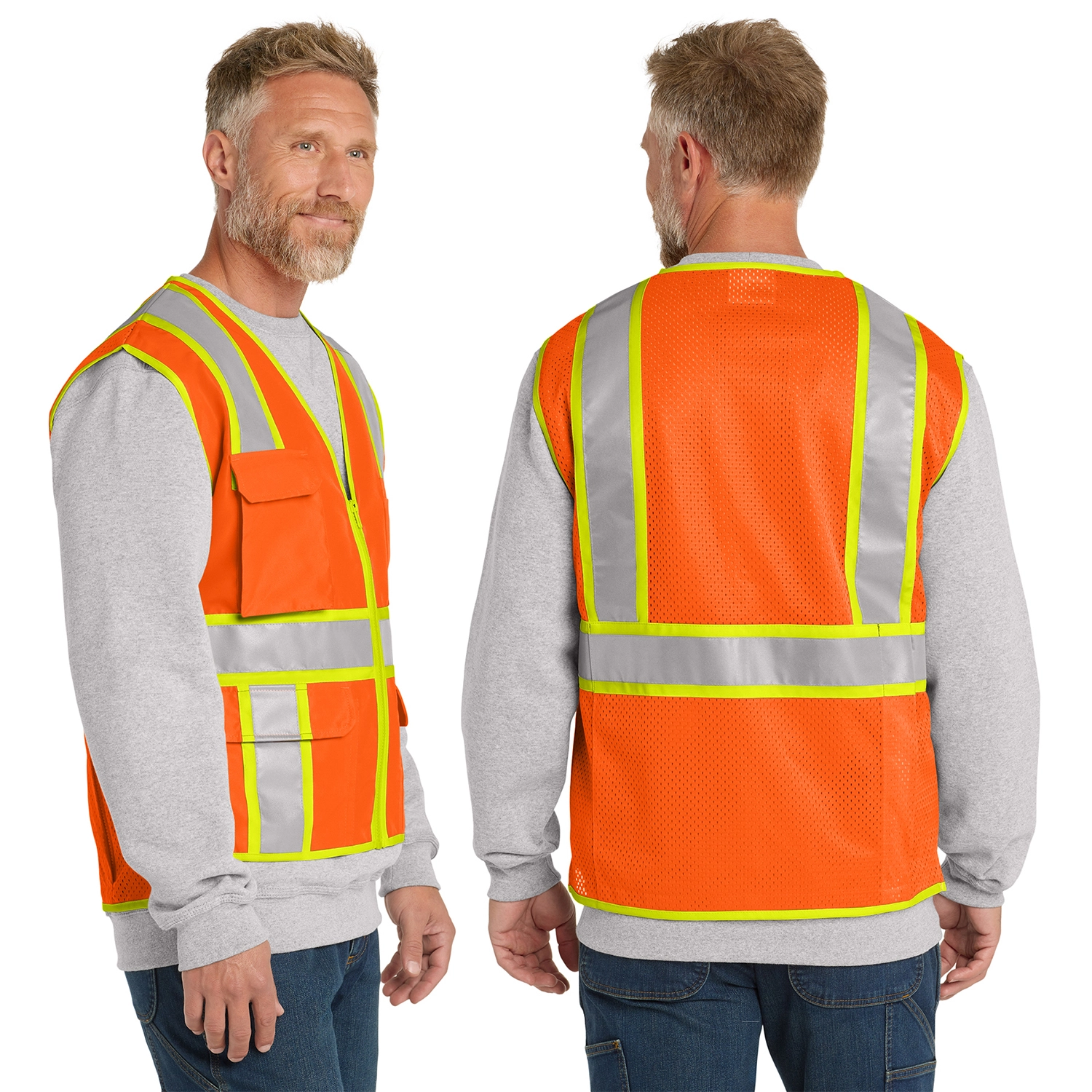 CornerStone Decorated ANSI 107 Class 2 Surveyor Zippered Two-Tone Vest 2