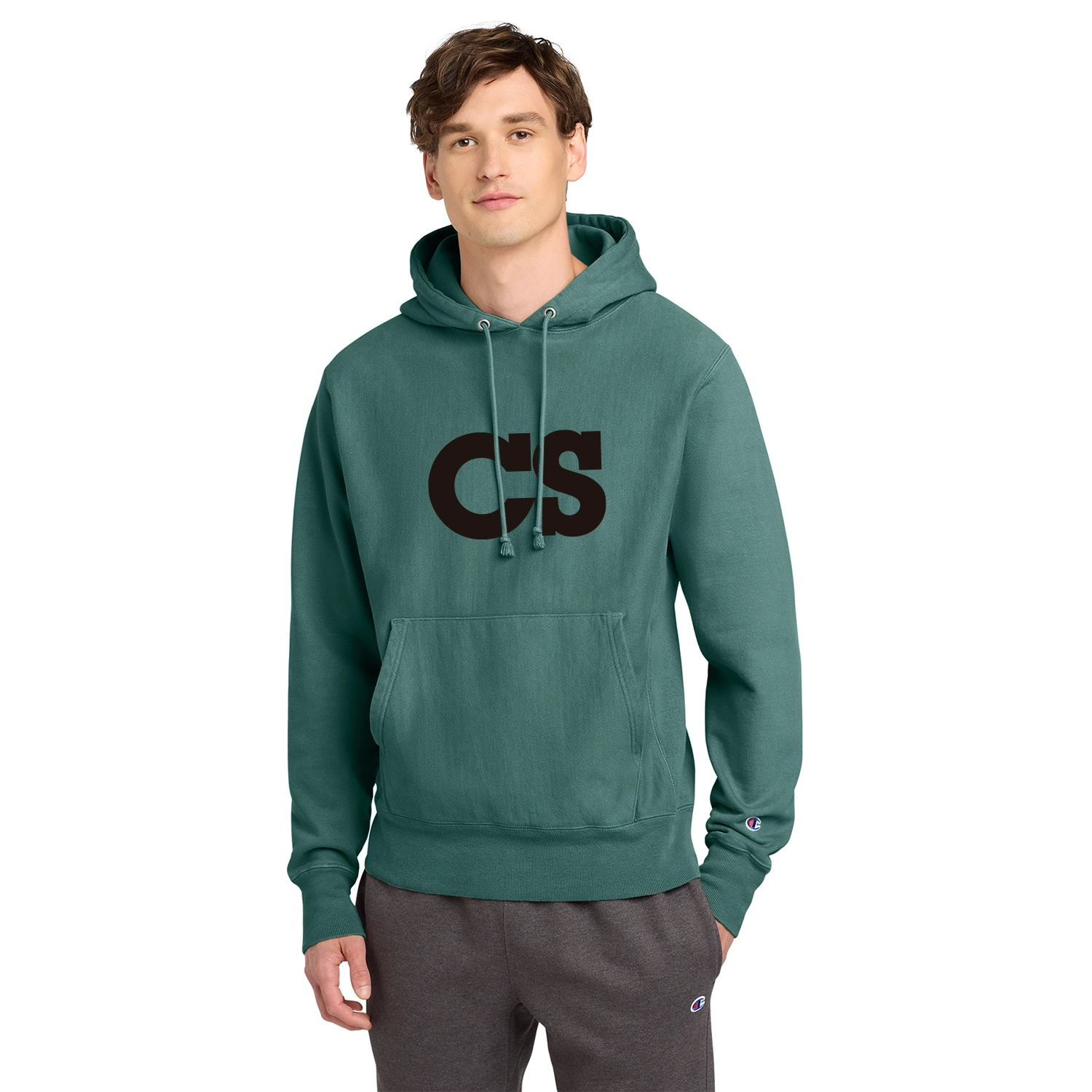 Champion Decorated Reverse Weave Garment-Dyed Hooded Sweatshirt