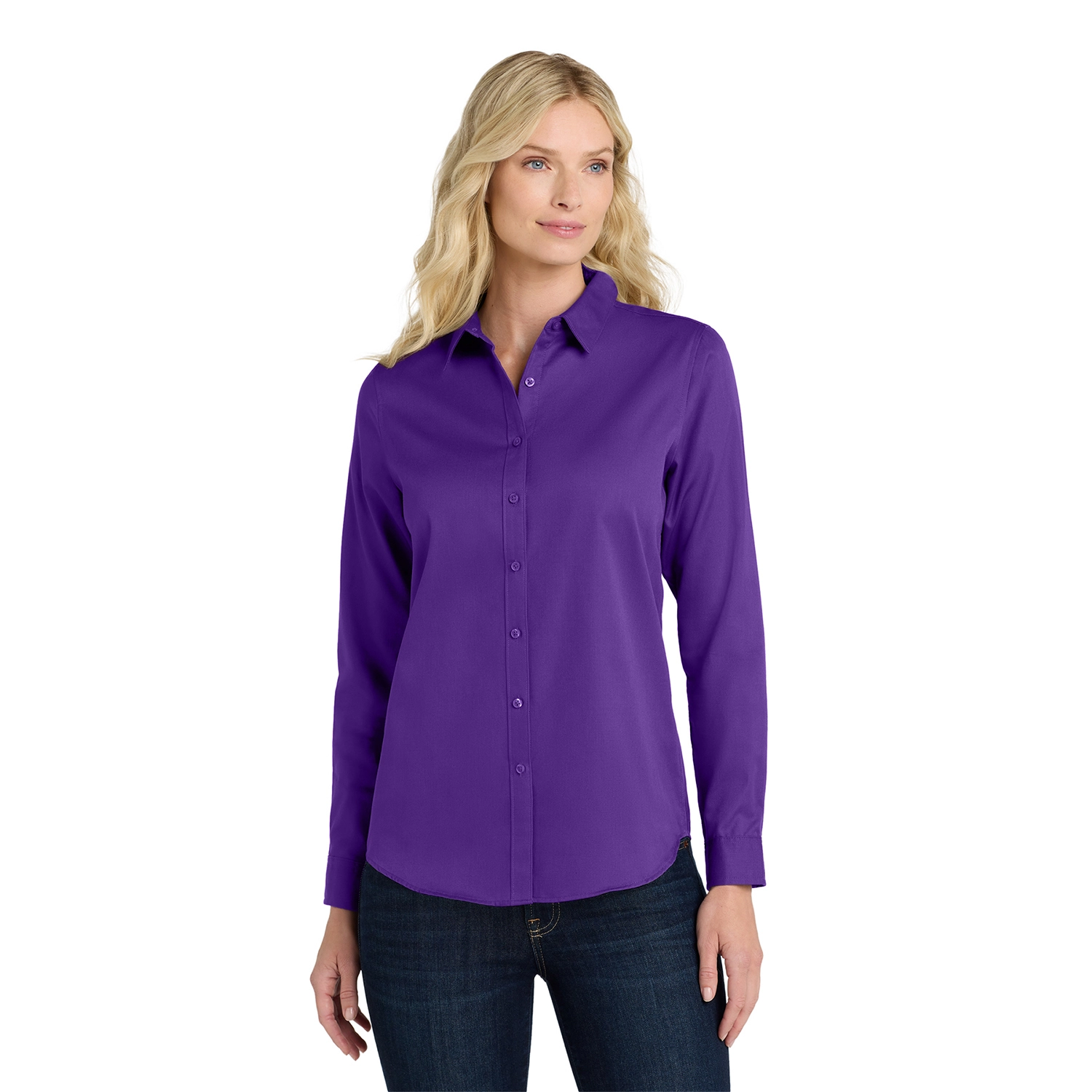 Port Authority Women’s Long Sleeve SuperPro Embroidered React Twill Shirt 7