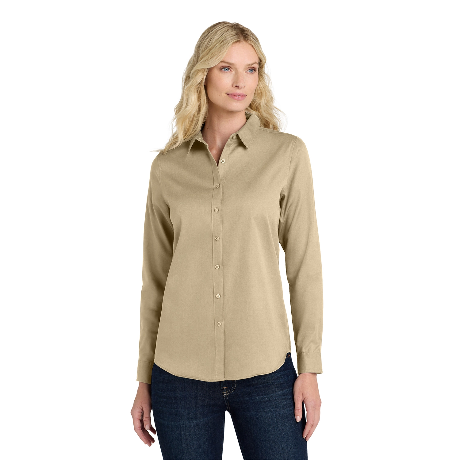 Port Authority Women’s Long Sleeve SuperPro Embroidered React Twill Shirt 14