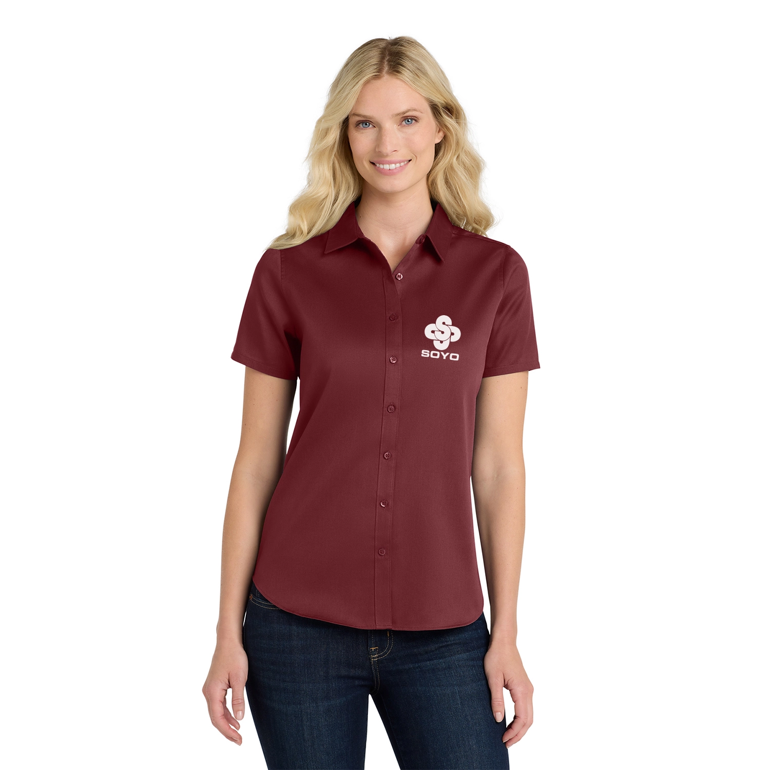 Port Authority Women's Short Sleeve SuperPro React Embroidered Twill Shirt