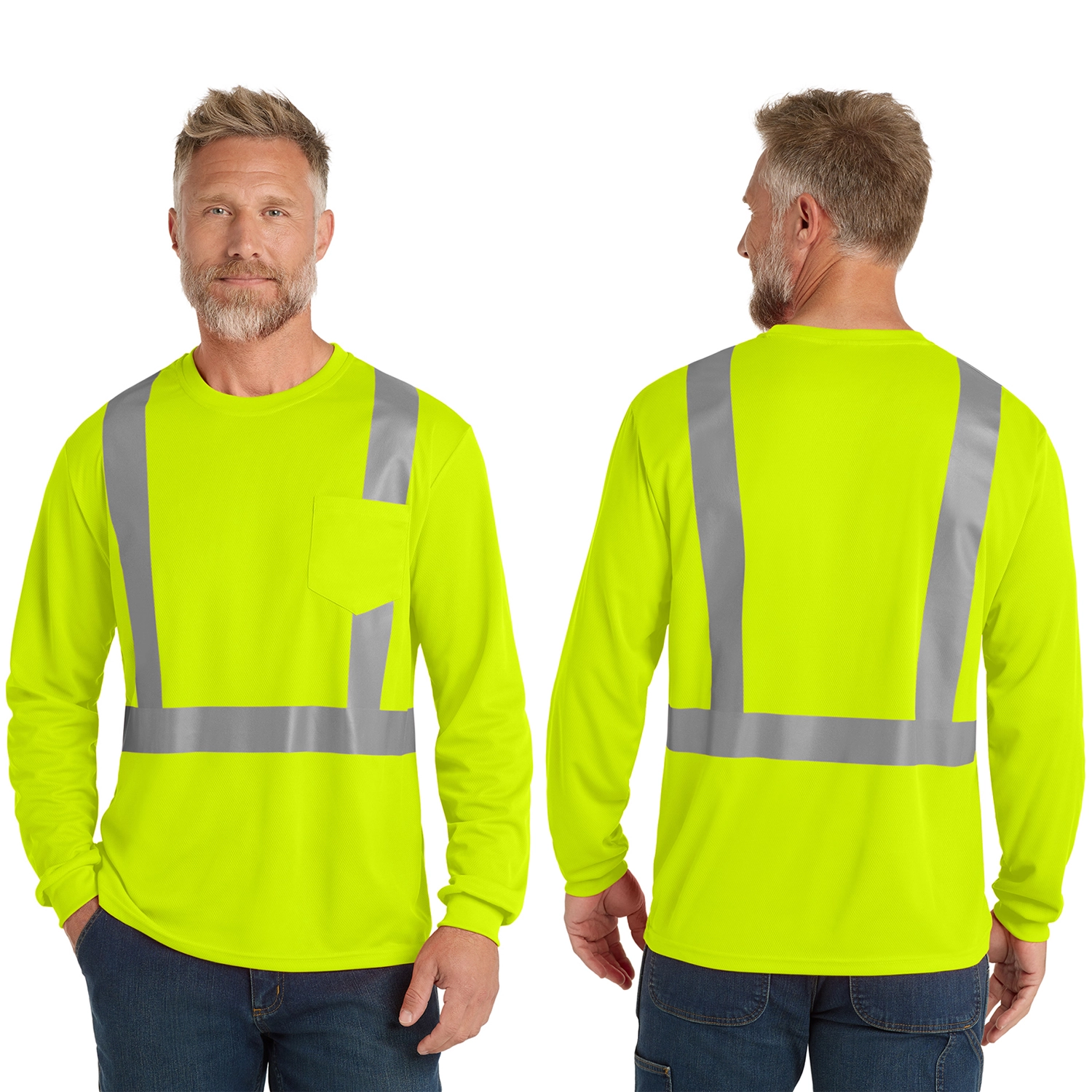 CornerStone Decorated ANSI 107 Class 2 Mesh Long Sleeve Tee 2