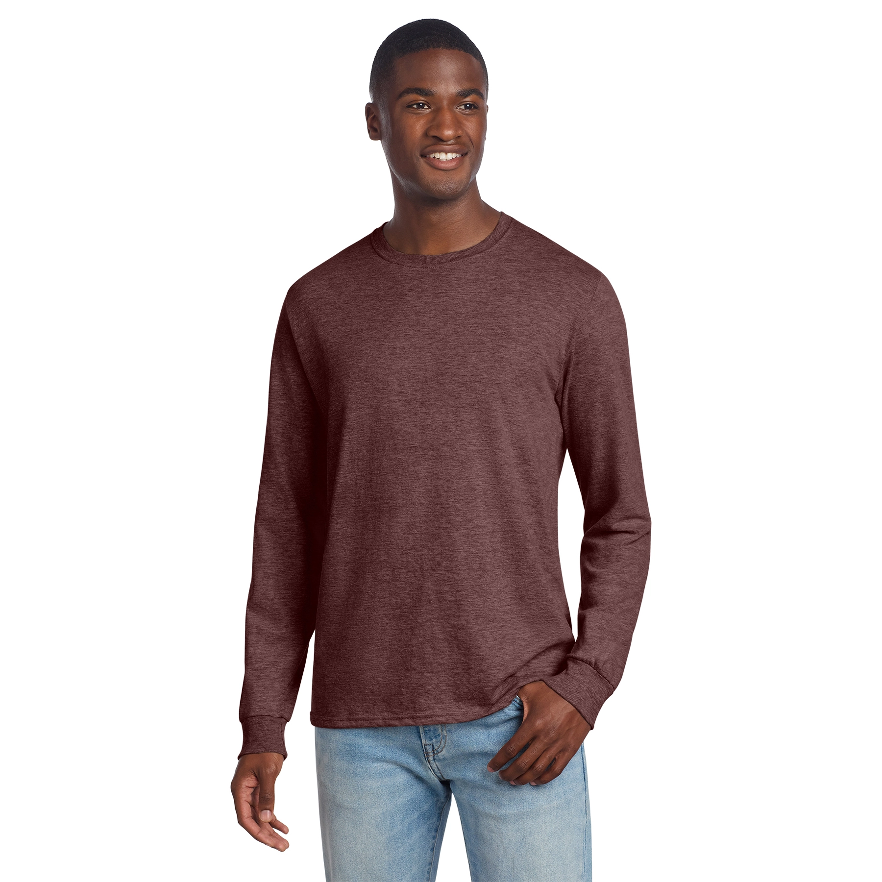 6222LS_Maroon_Heather_Red
