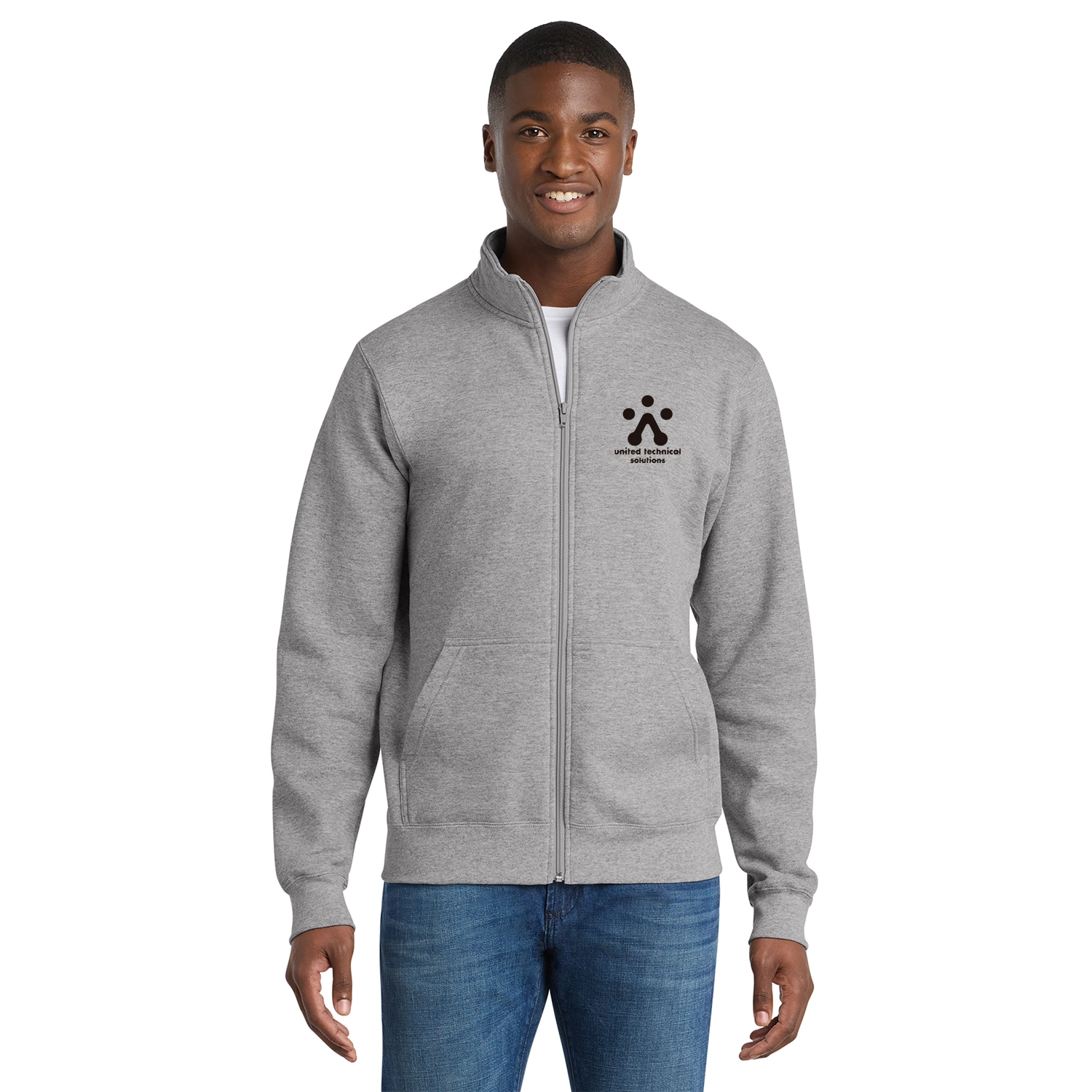 Port & Co Core Fleece Cadet Full-Zip Embroidered Sweatshirt