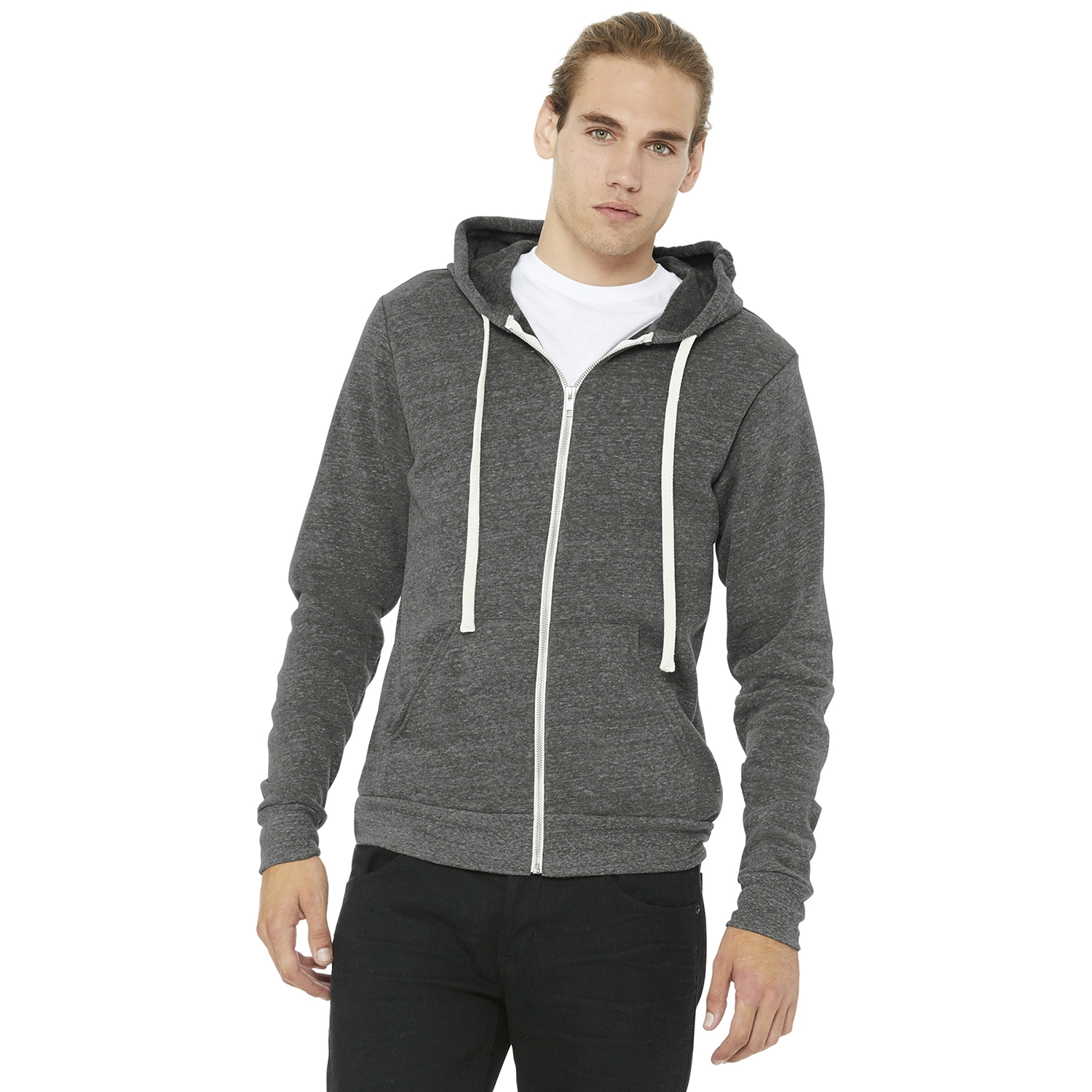 BELLA+CANVAS Decorated Unisex Triblend Sponge Fleece Full-Zip Hoodie 3