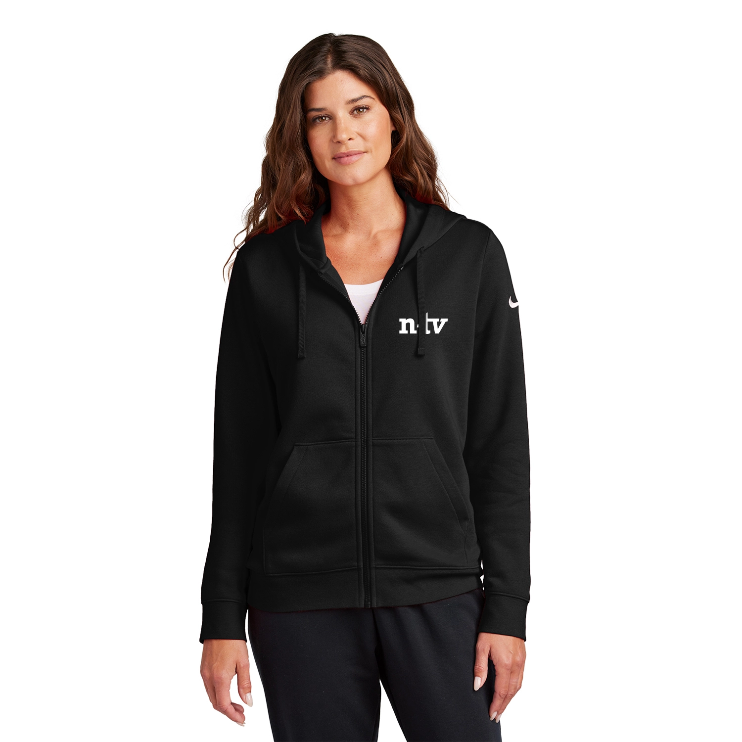 Nike Women's Club Fleece Sleeve Swoosh Full-Zip Hoodie