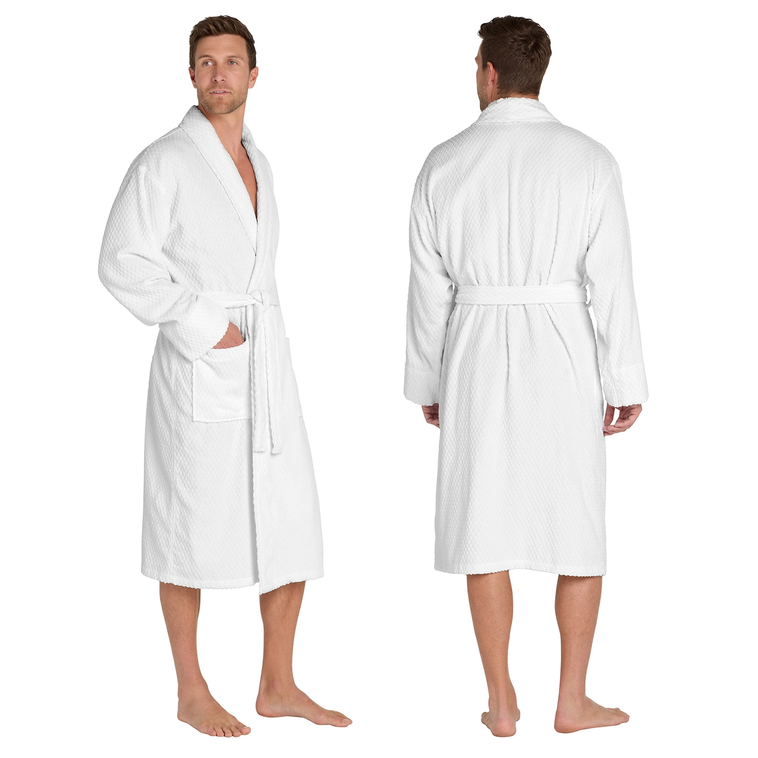 Port Authority Checkered Terry Embroidered Shawl Collar Robe 2