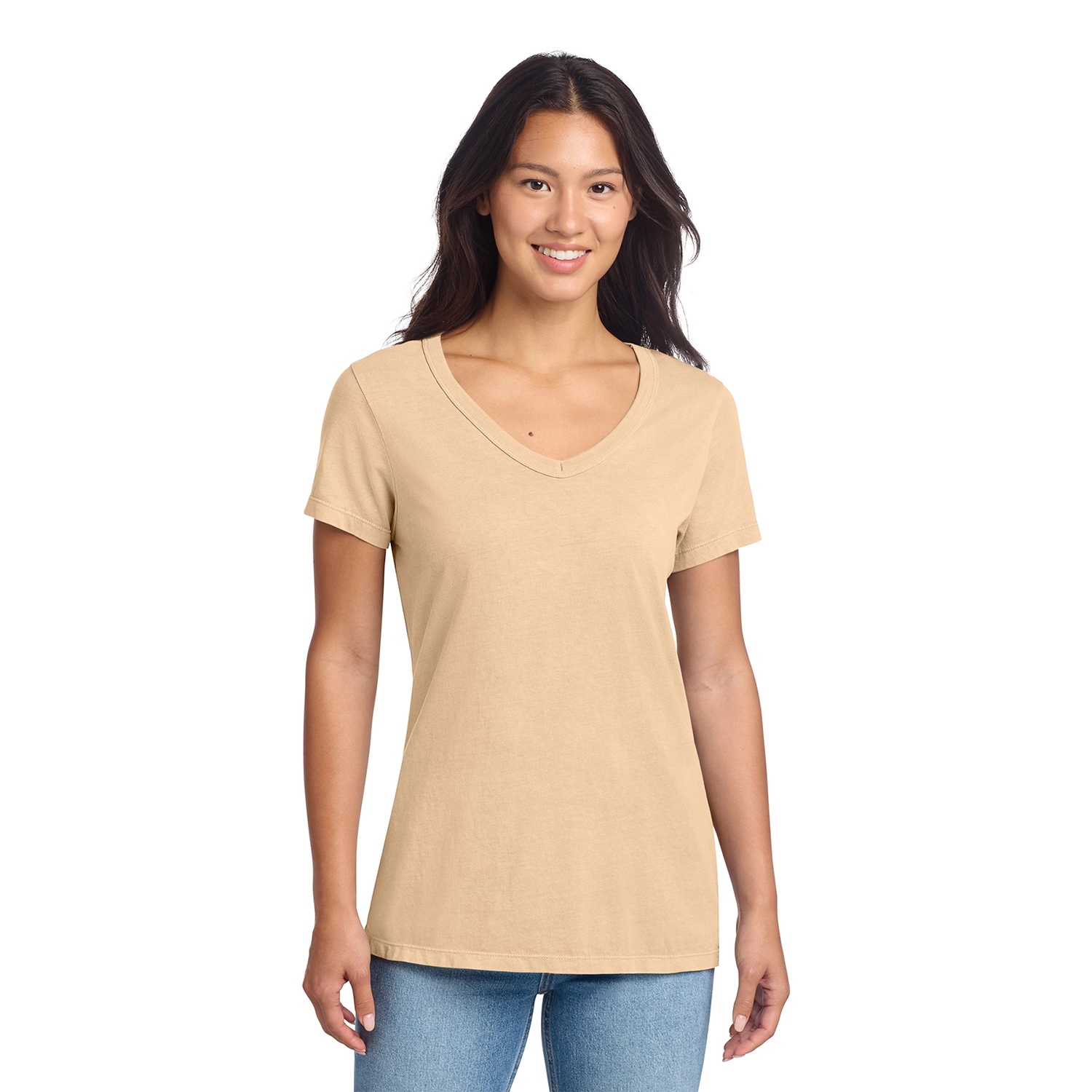 Port & Co Decorated Women’s Beach Wash Garment-Dyed V-Neck Tee 7