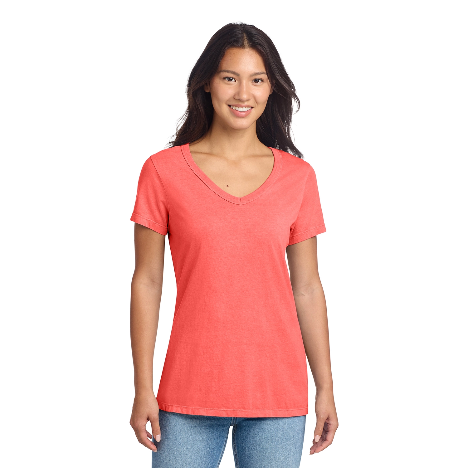Port & Co Decorated Women’s Beach Wash Garment-Dyed V-Neck Tee 8