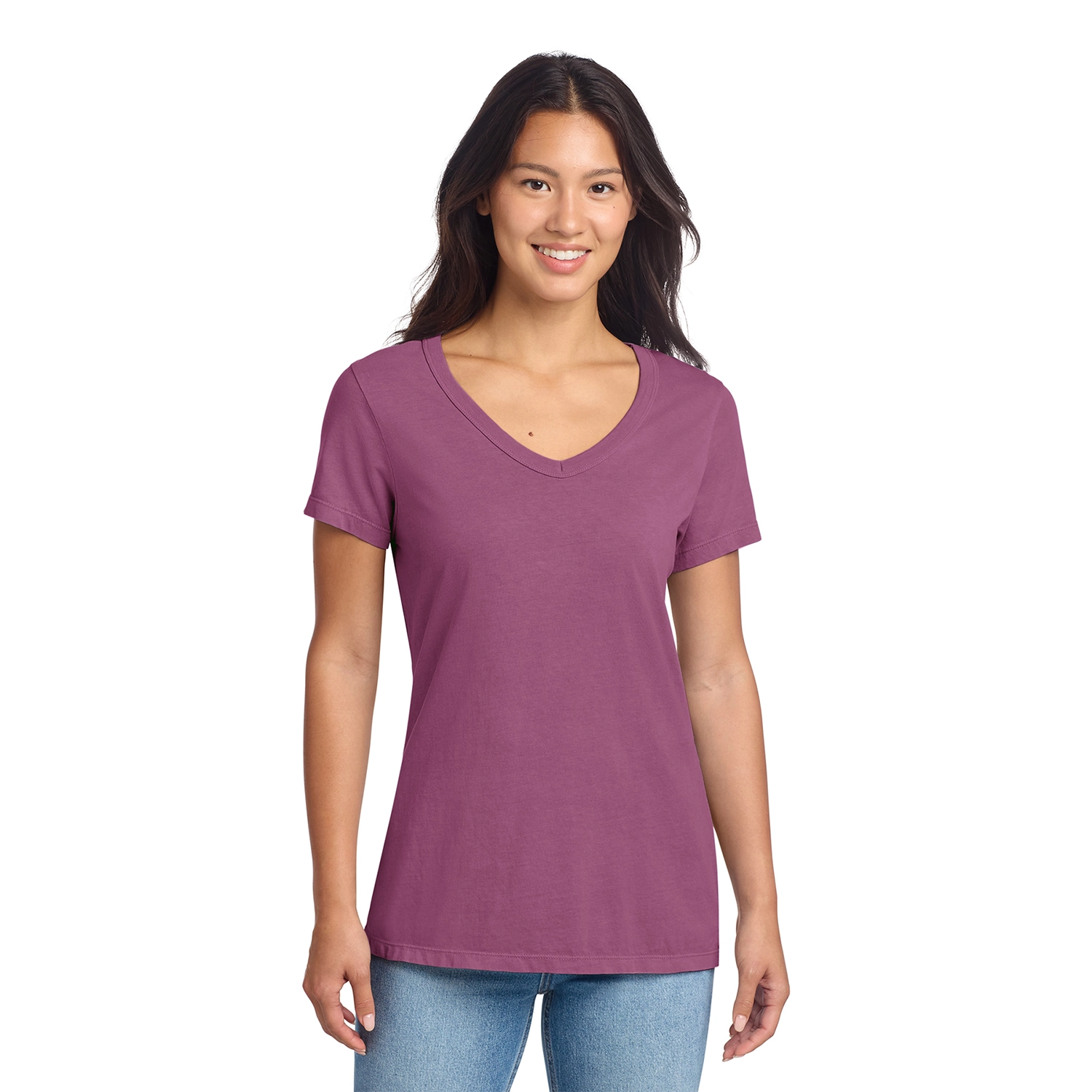 Port & Co Decorated Women’s Beach Wash Garment-Dyed V-Neck Tee 9