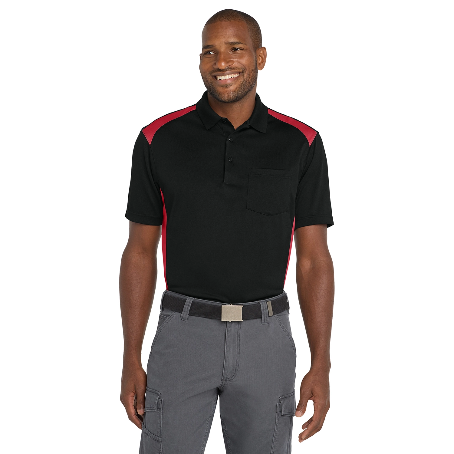 CornerStone Select Snag-Proof Two Way Colorblock Pocket Embroidered Polo 3