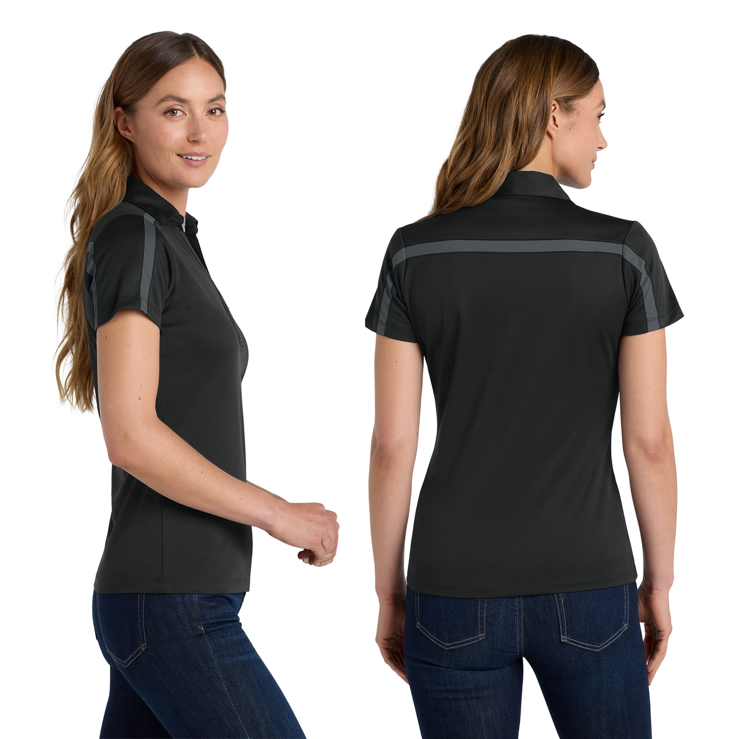 Port Authority Women's Silk Touch Performance Colorblock Stripe Embroidered Polo