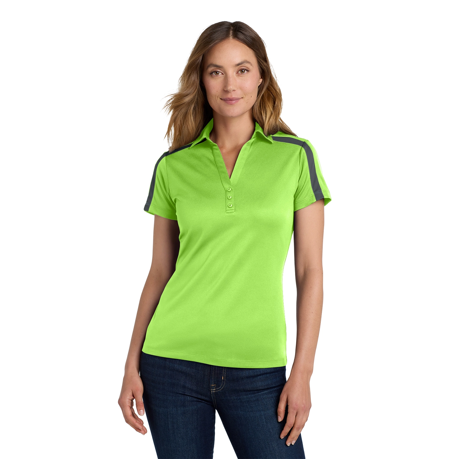 Port Authority Women’s Silk Touch Performance Colorblock Stripe Embroidered Polo 4
