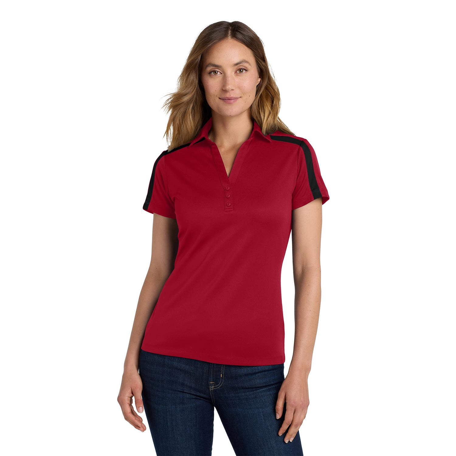 Port Authority Women’s Silk Touch Performance Colorblock Stripe Embroidered Polo 6