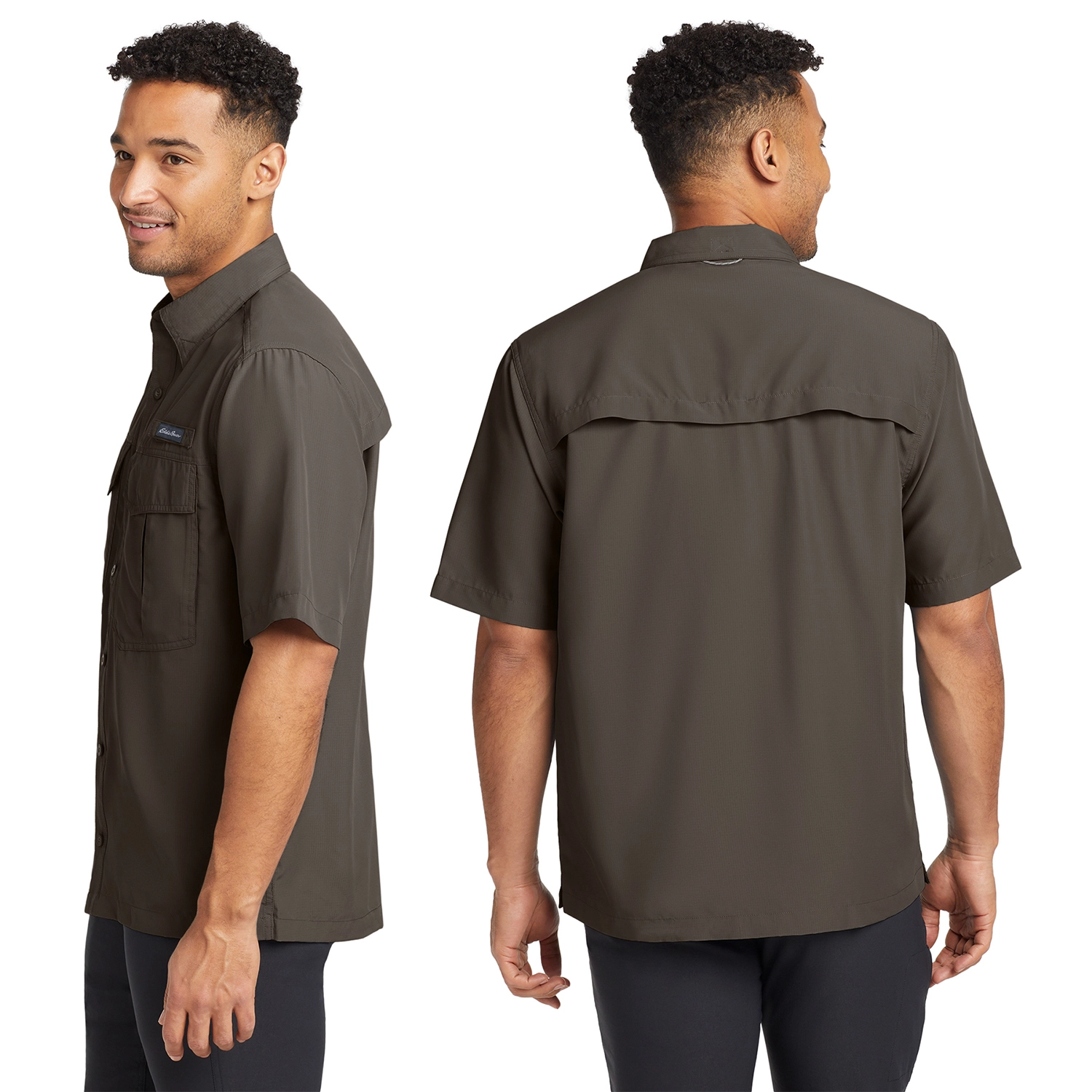 Eddie Bauer Short Sleeve Embroidered Performance Fishing Shirt