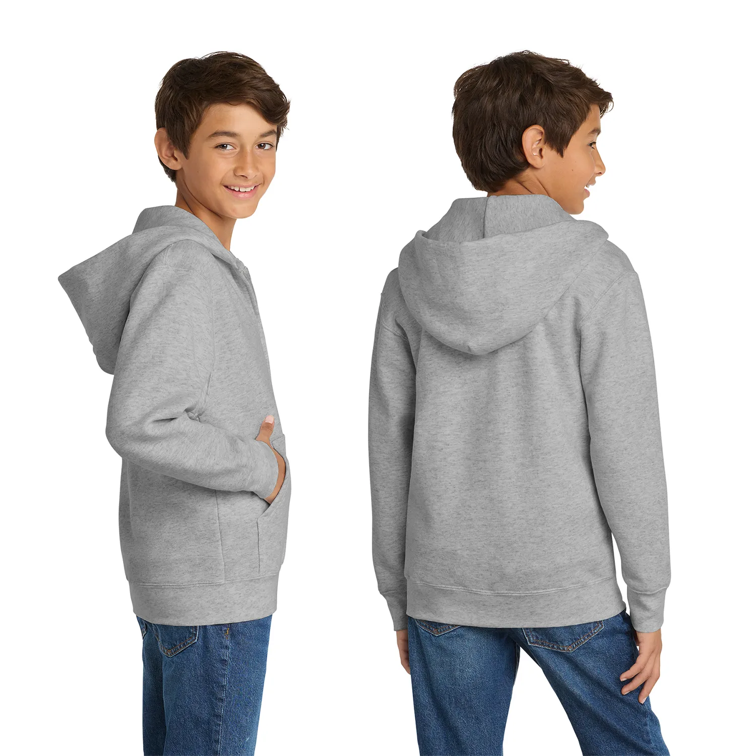 Port & Co Youth Core Fleece Full-Zip Hooded Sweatshirt