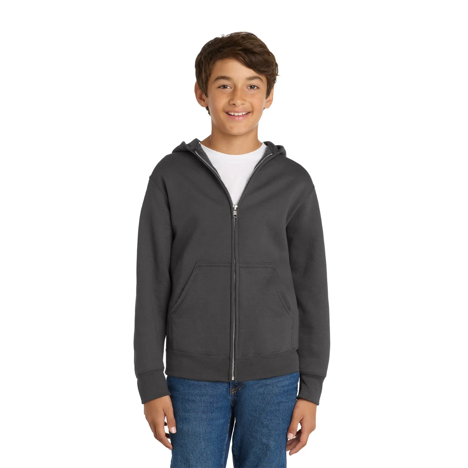 Port & Co Youth Core Fleece Full-Zip Hooded Sweatshirt 5
