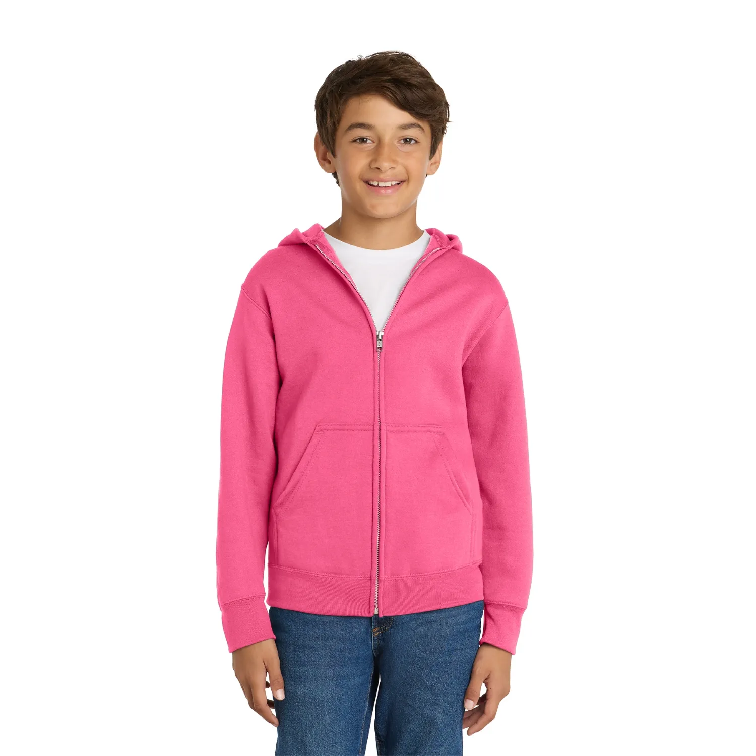Port & Co Youth Core Fleece Full-Zip Hooded Sweatshirt 14