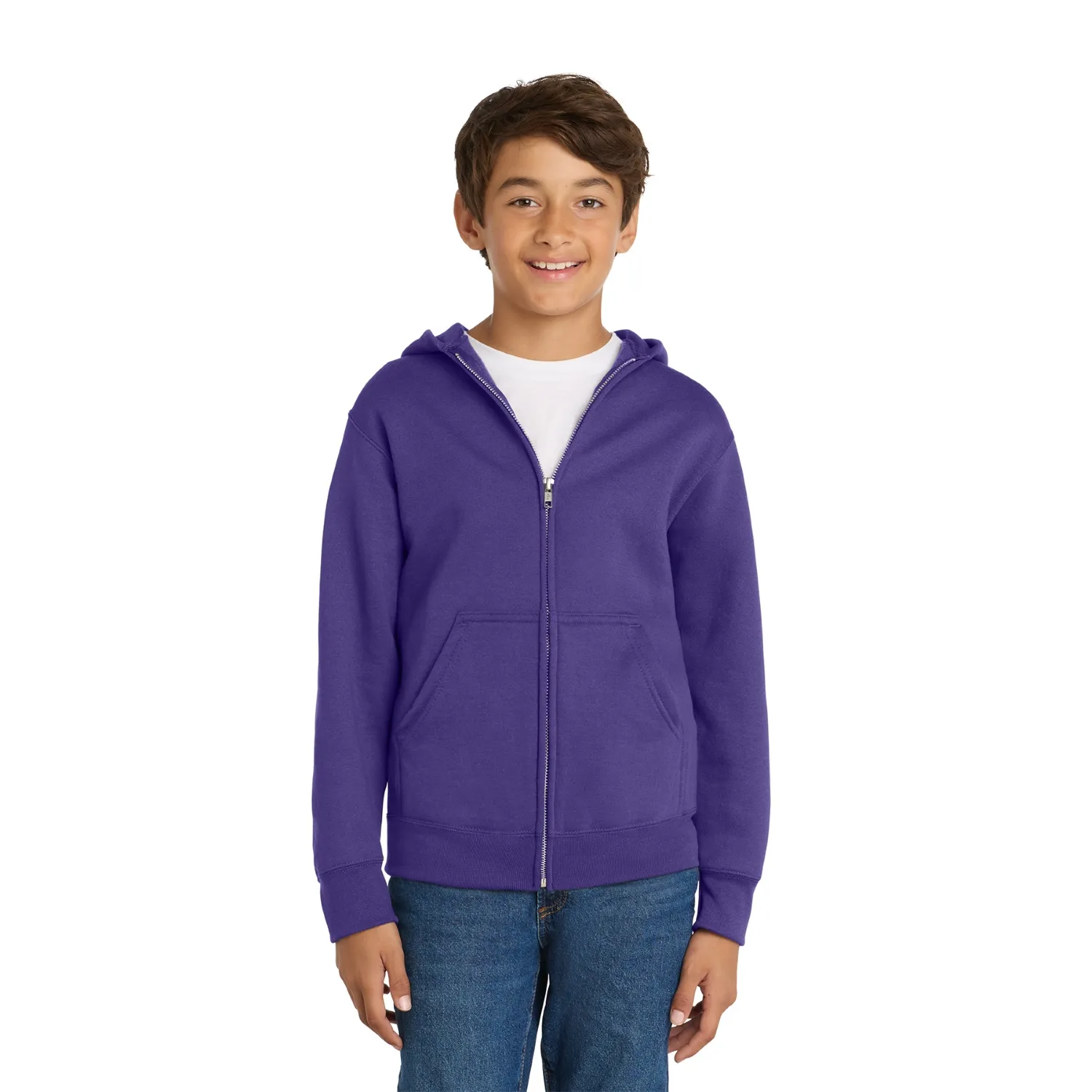 Port & Co Youth Core Fleece Full-Zip Hooded Sweatshirt 16
