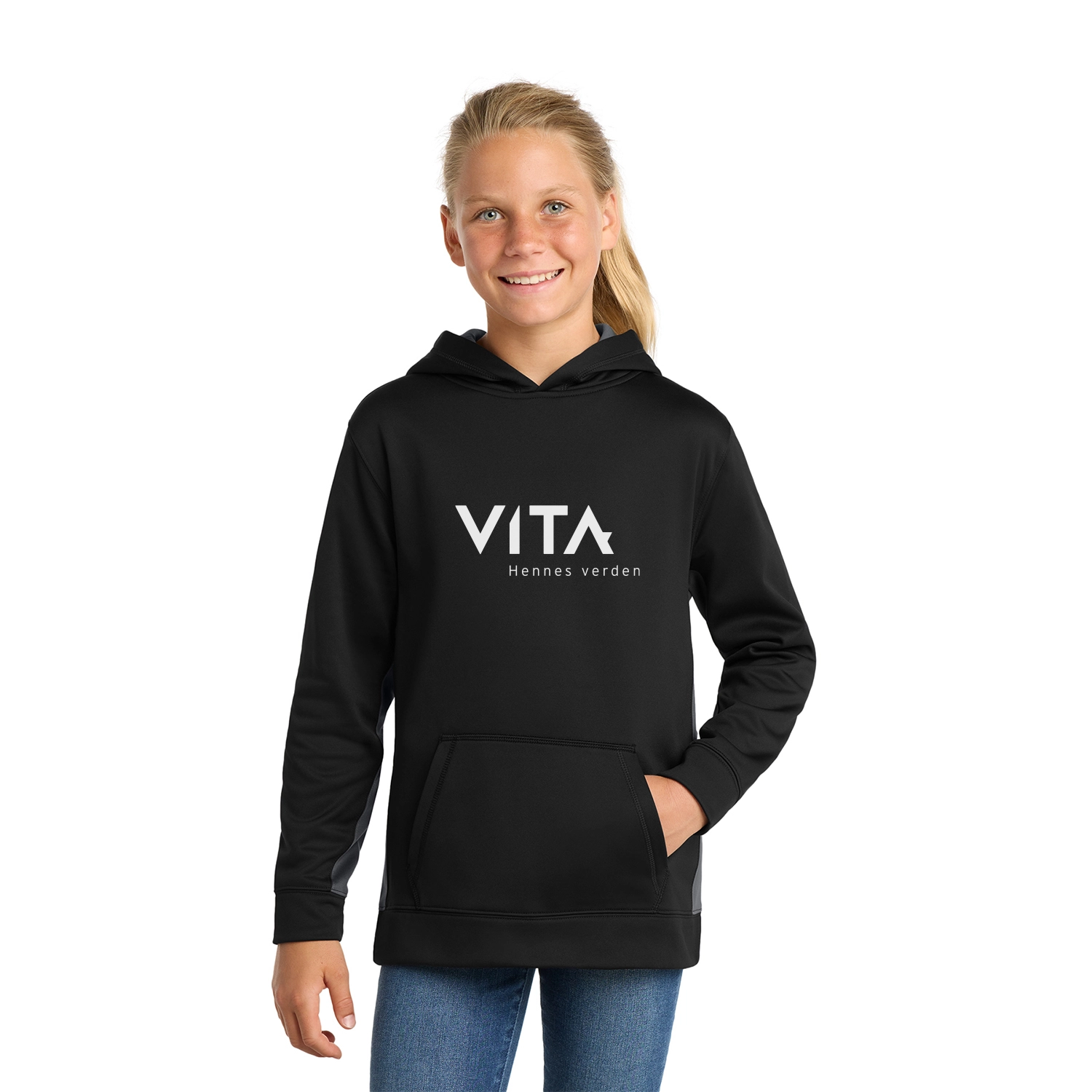 Sport-Tek Decorated Youth Sport-Wick® Fleece Colorblock Hooded Pullover
