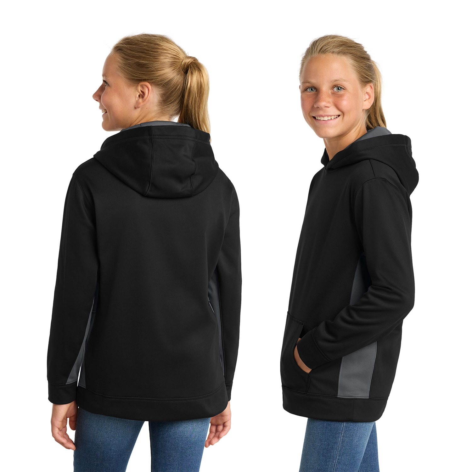 Sport-Tek Decorated Youth Sport-Wick® Fleece Colorblock Hooded Pullover 2