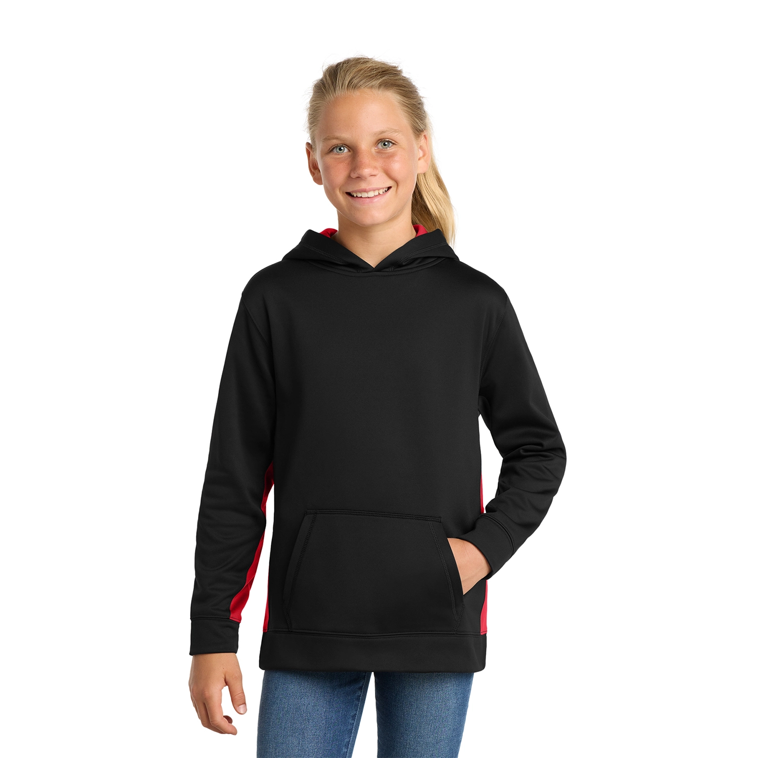 Sport-Tek Decorated Youth Sport-Wick® Fleece Colorblock Hooded Pullover 3