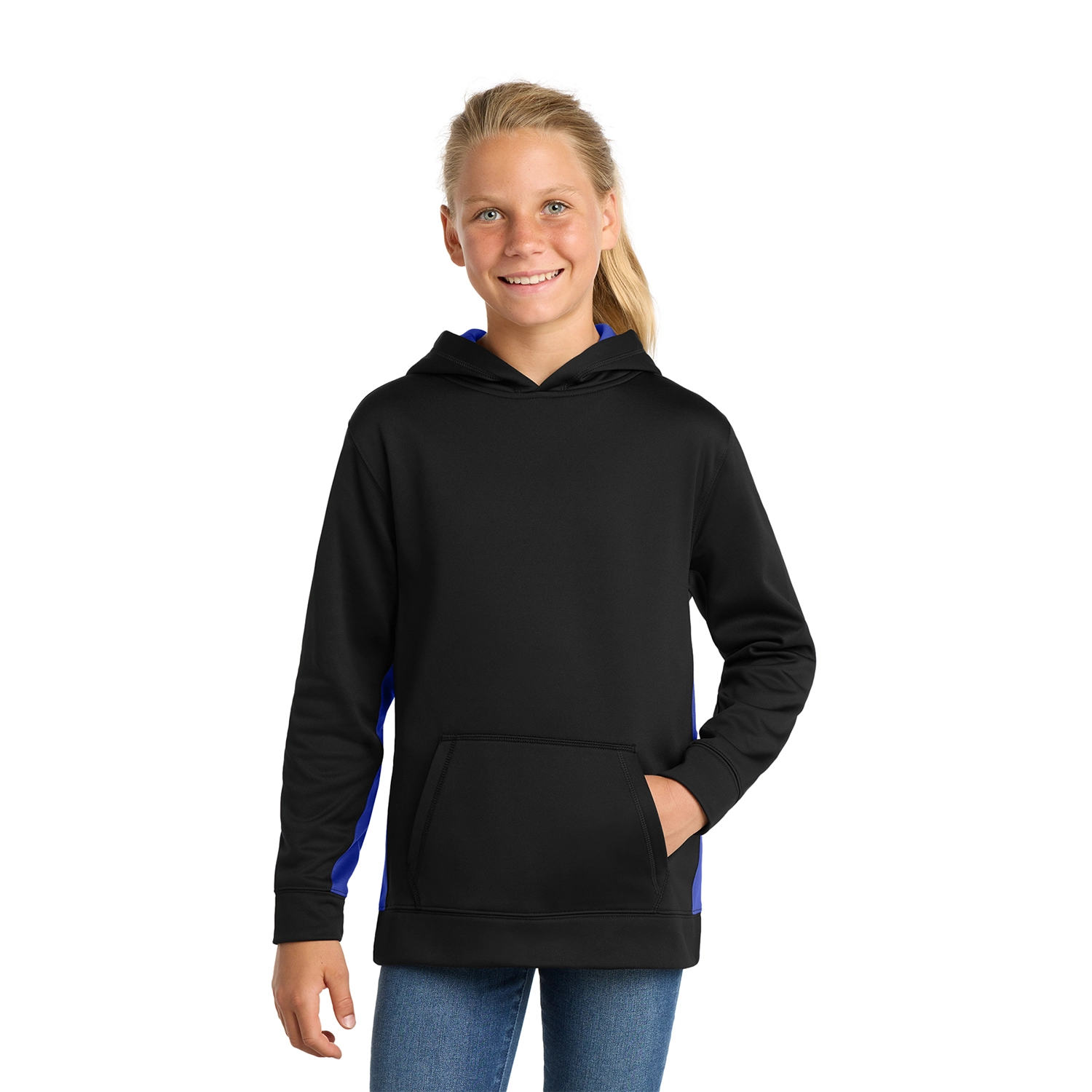 Sport-Tek Decorated Youth Sport-Wick® Fleece Colorblock Hooded Pullover 4