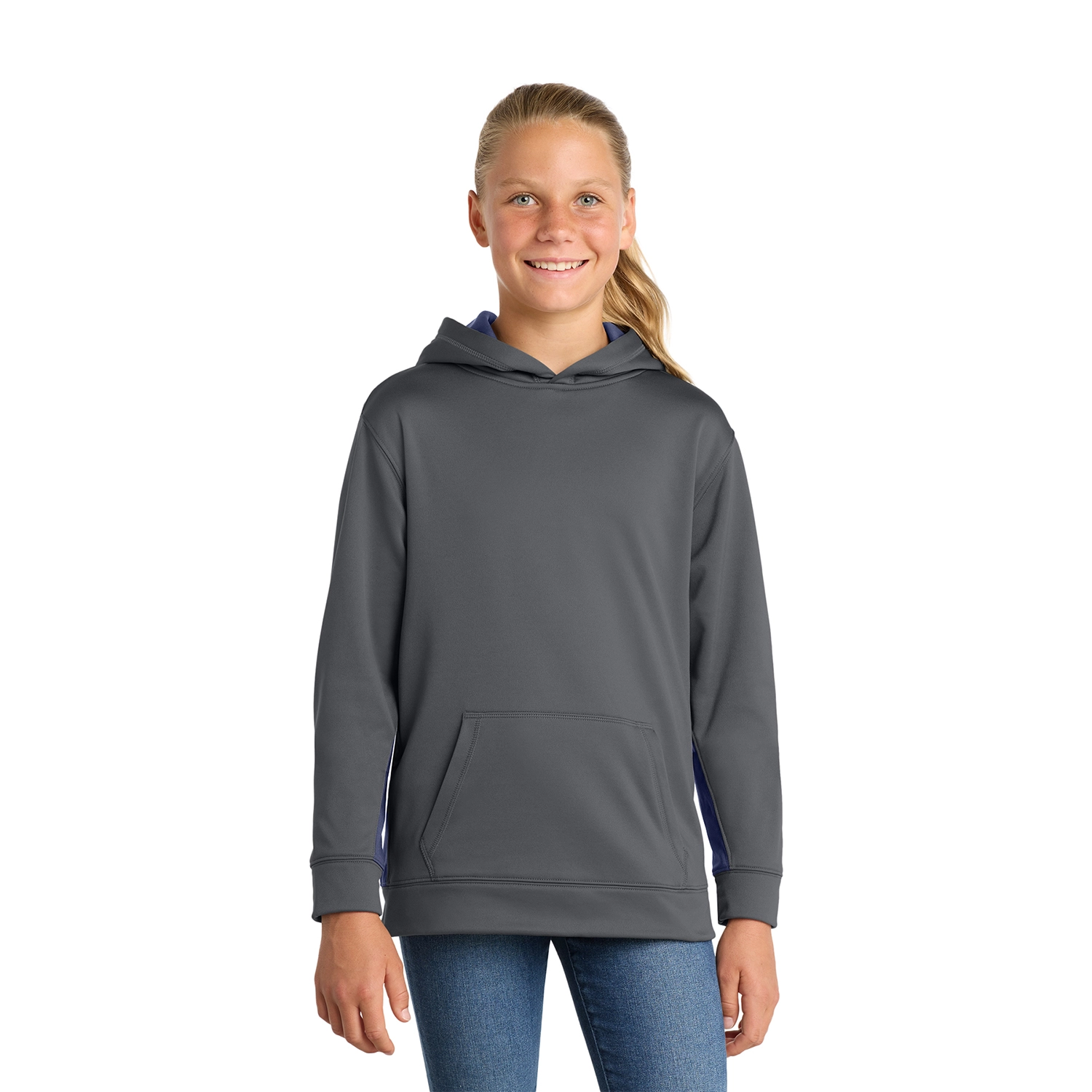 Sport-Tek Decorated Youth Sport-Wick® Fleece Colorblock Hooded Pullover 5
